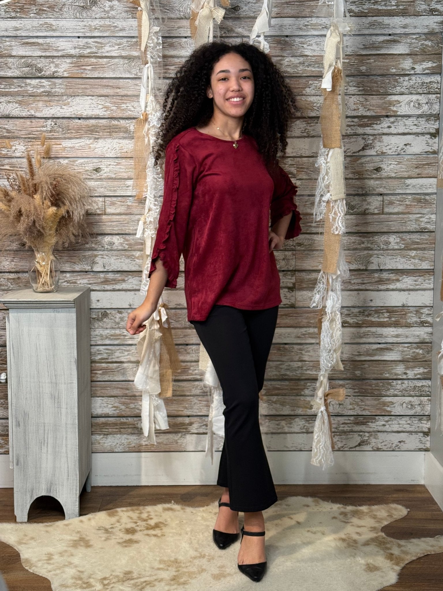 The Arabella Stretch Suede Top - Mainstream Boutique