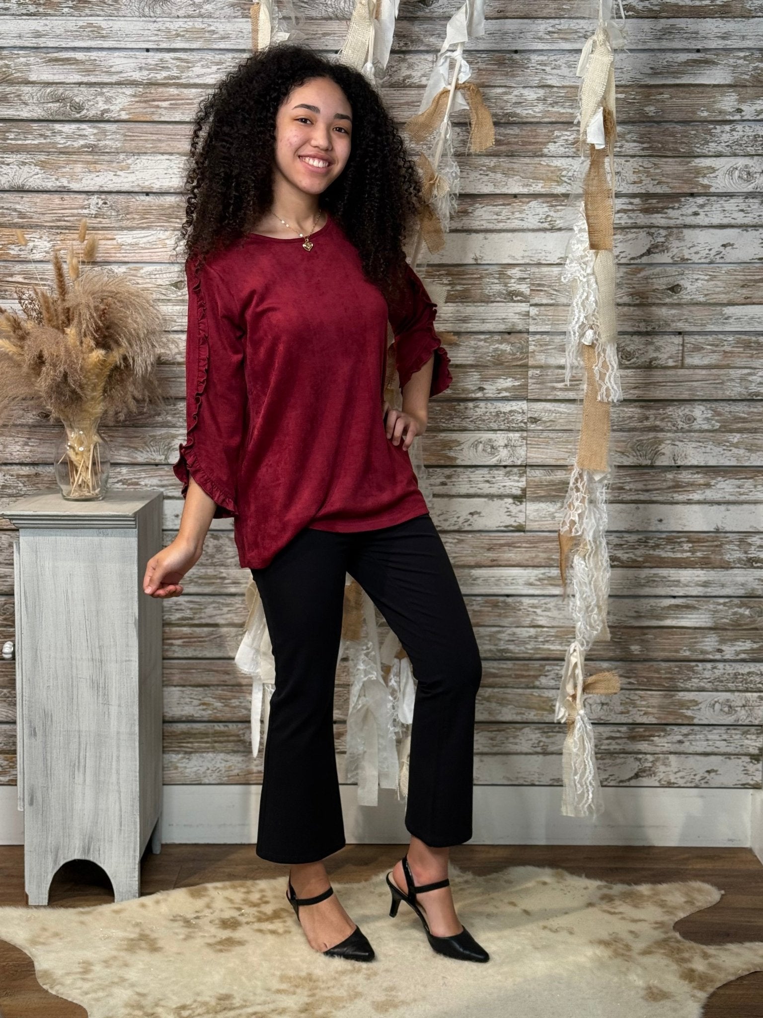 The Arabella Stretch Suede Top - Mainstream Boutique