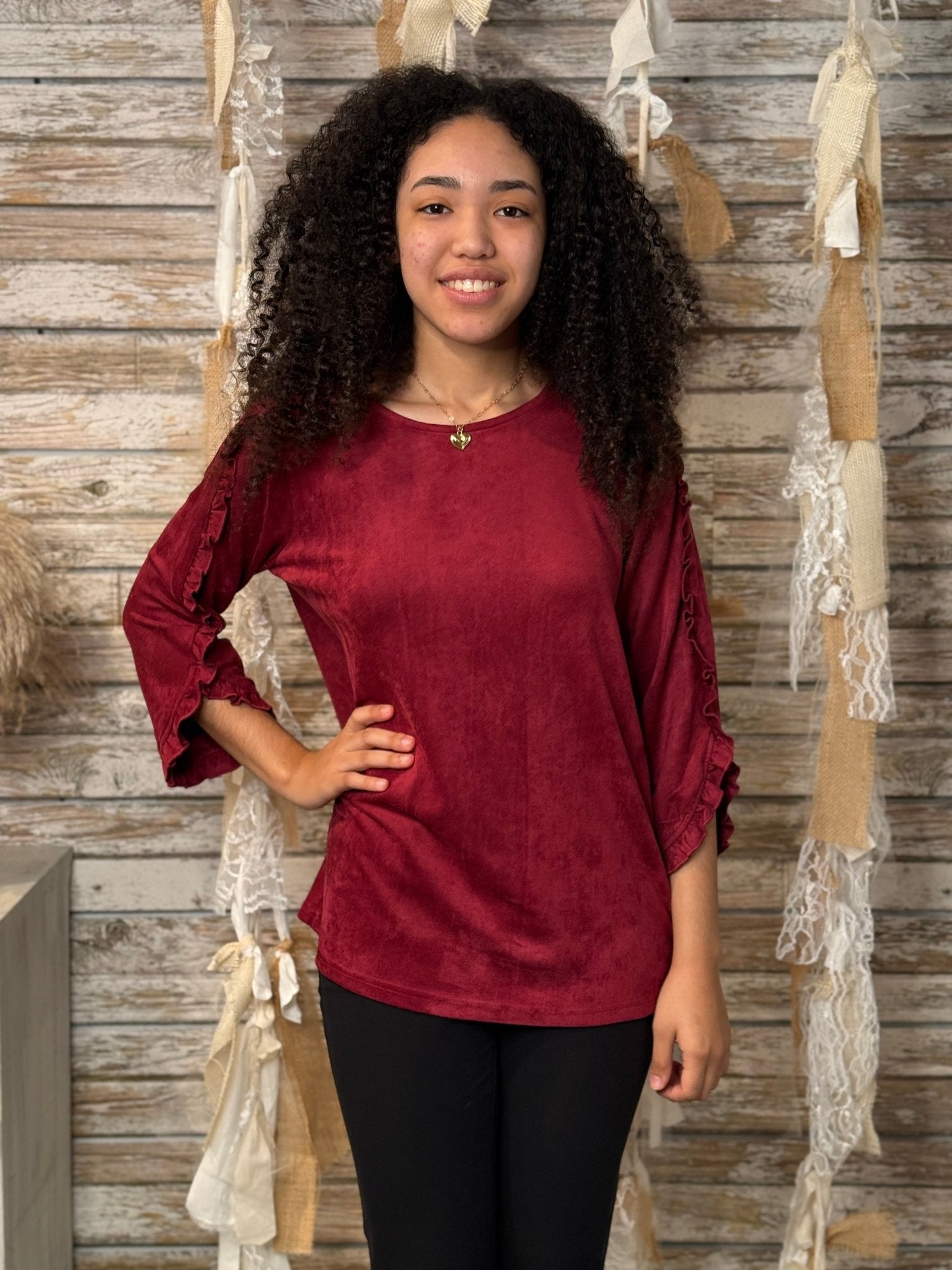 The Arabella Stretch Suede Top - Mainstream Boutique