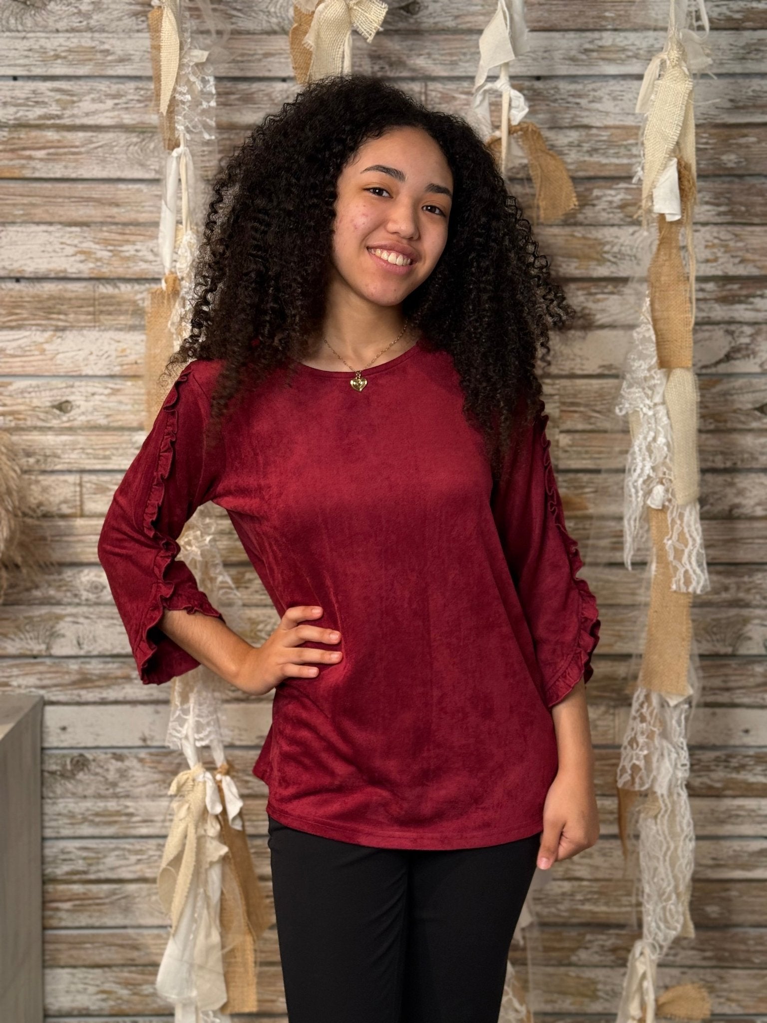 The Arabella Stretch Suede Top - Mainstream Boutique