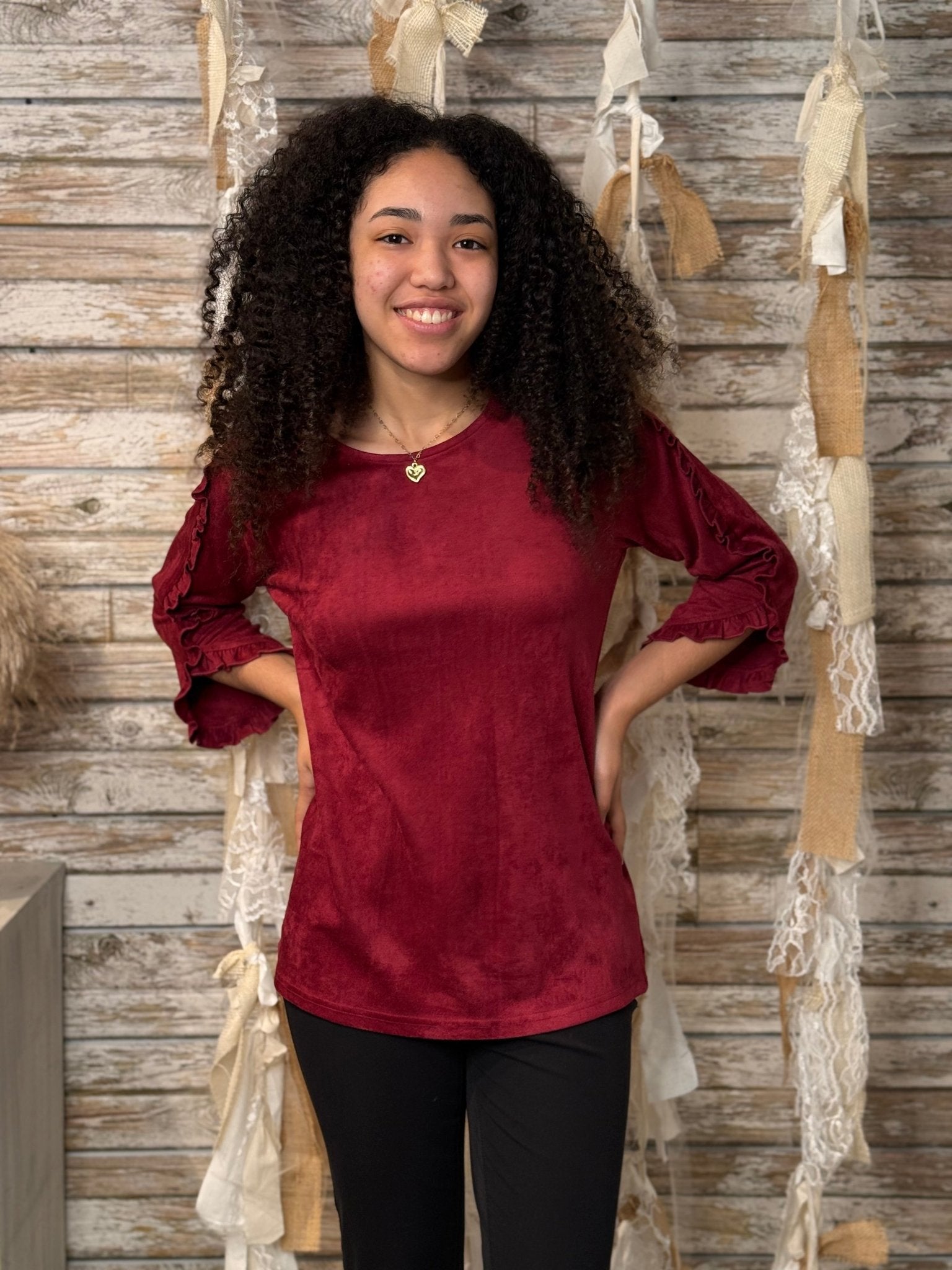 The Arabella Stretch Suede Top - Mainstream Boutique
