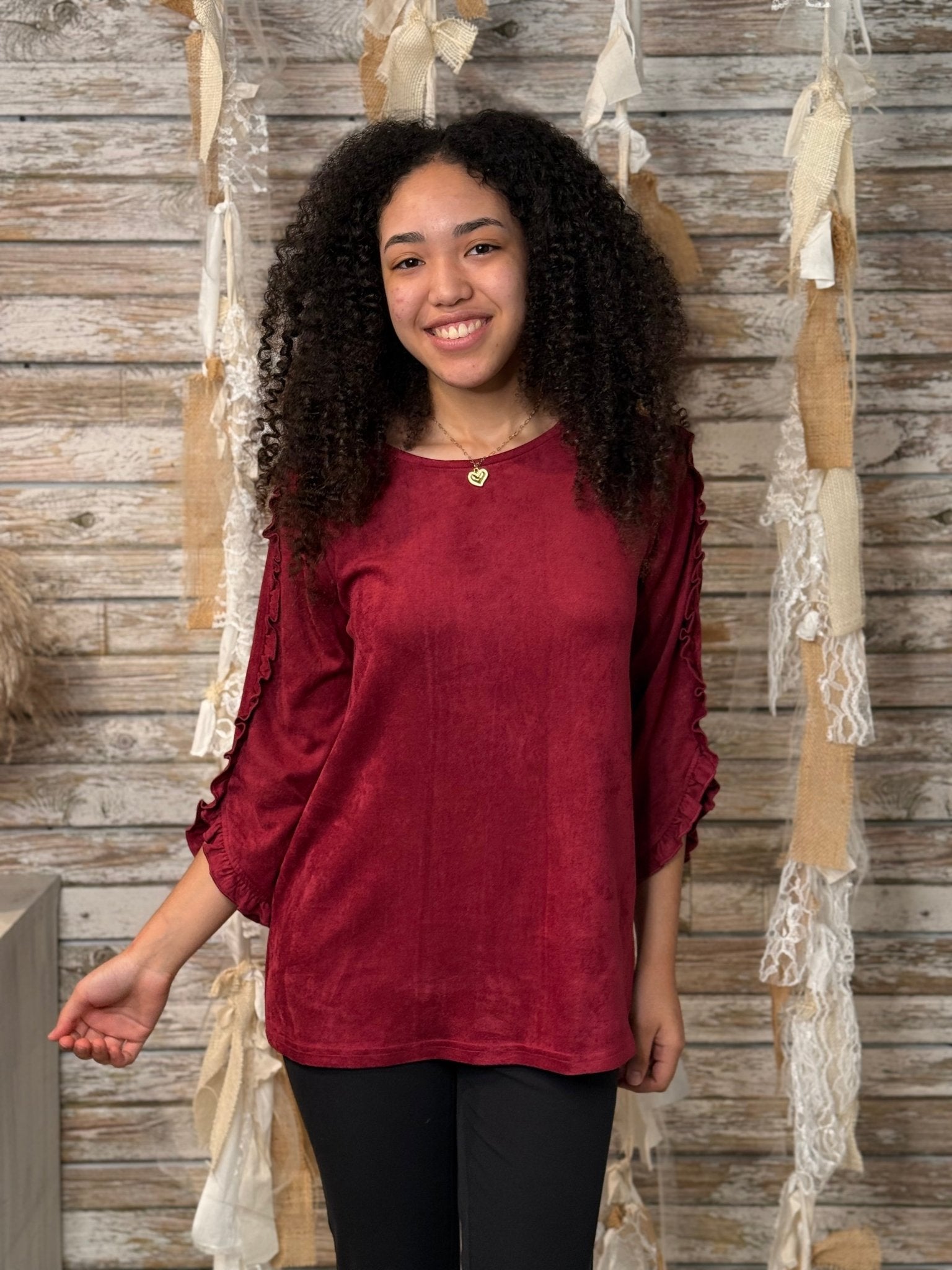 The Arabella Stretch Suede Top - Mainstream Boutique