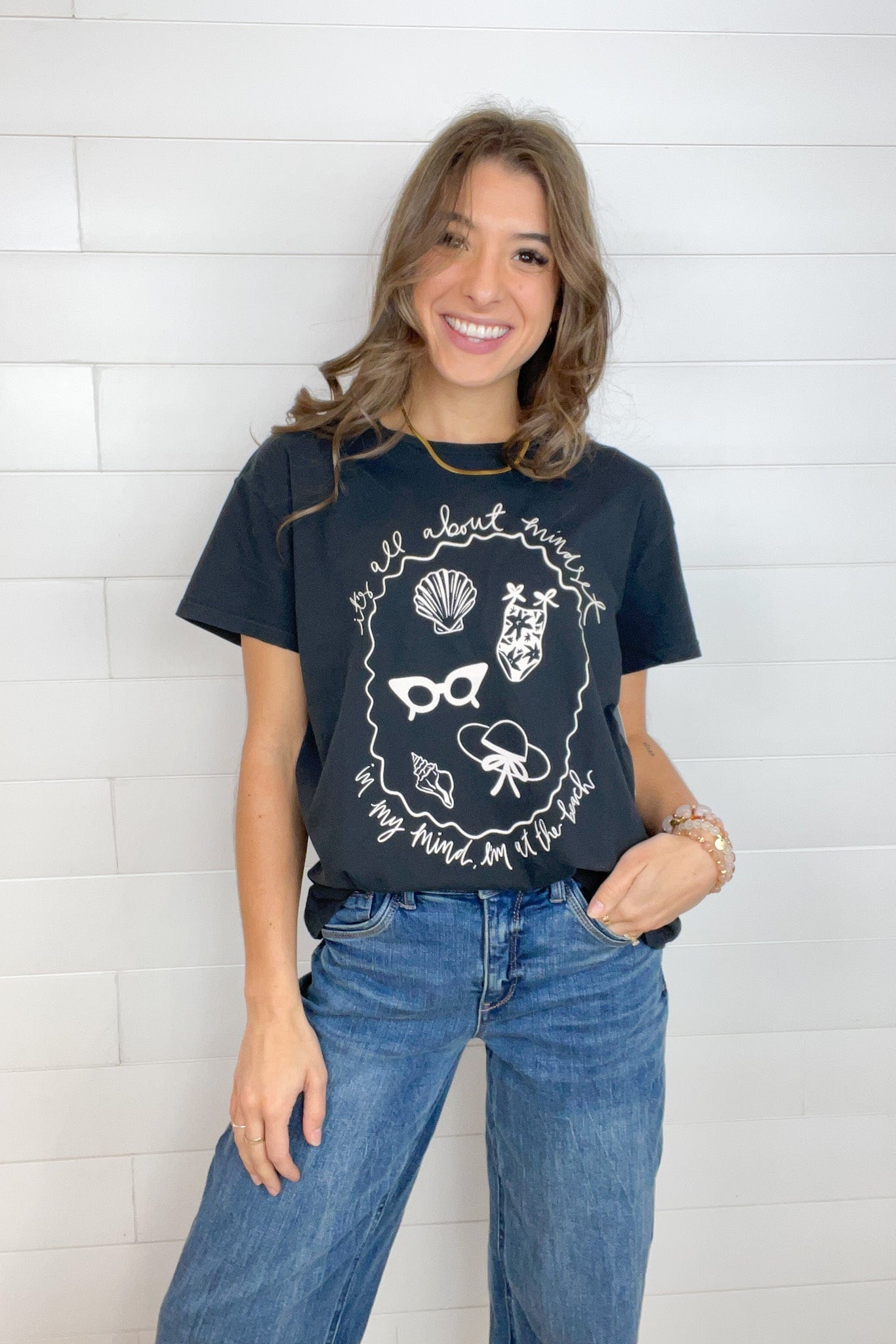 Mind At The Beach Graphic Tee - Mainstream Boutique