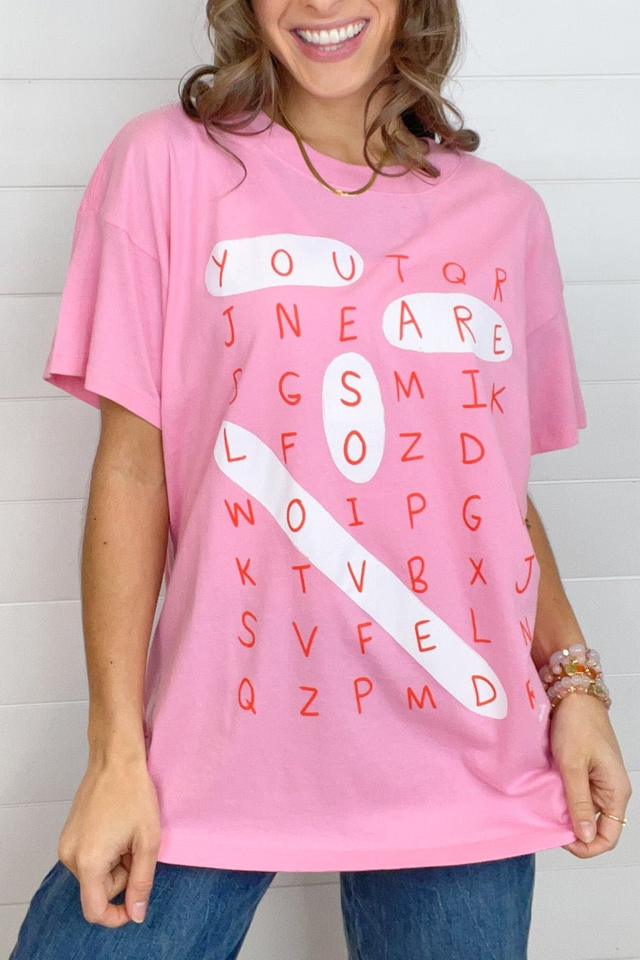 Oversized Crossword Graphic Tee - Mainstream Boutique