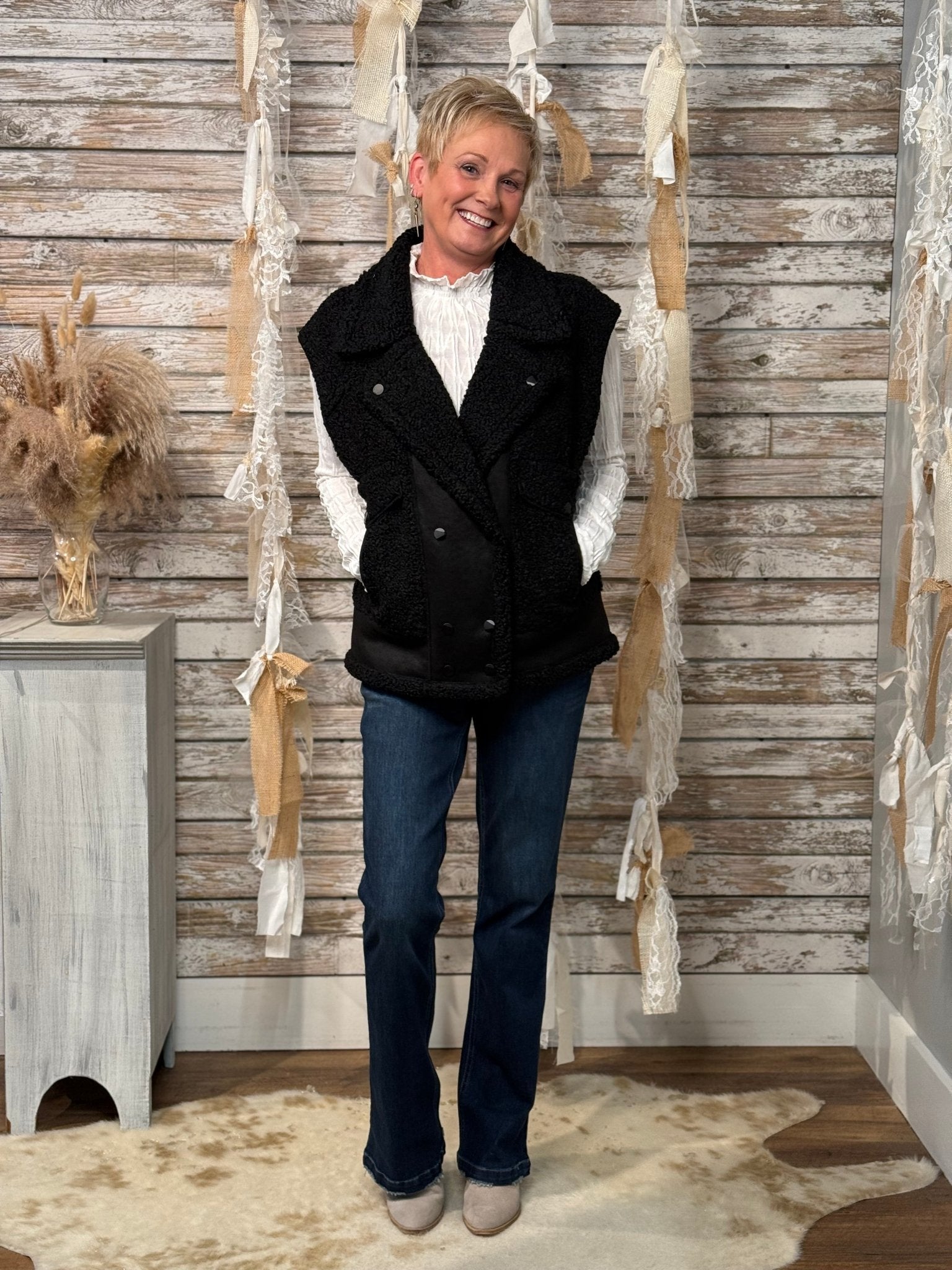 Midnight Luxe Sherpa Vest - Mainstream Boutique
