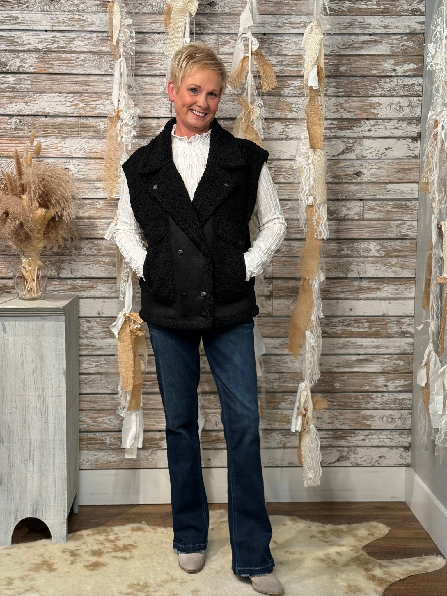Midnight Luxe Sherpa Vest - Mainstream Boutique
