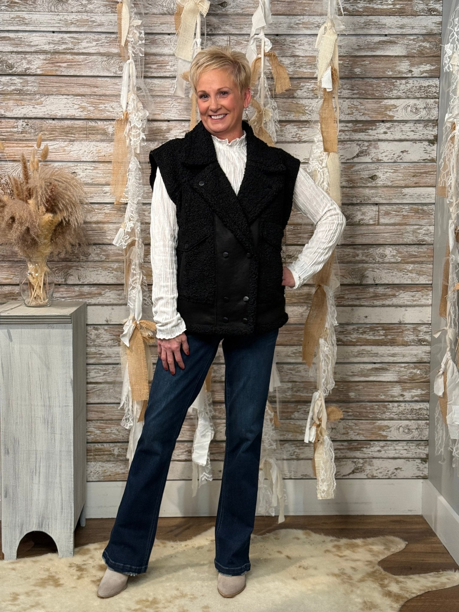 Midnight Luxe Sherpa Vest - Mainstream Boutique