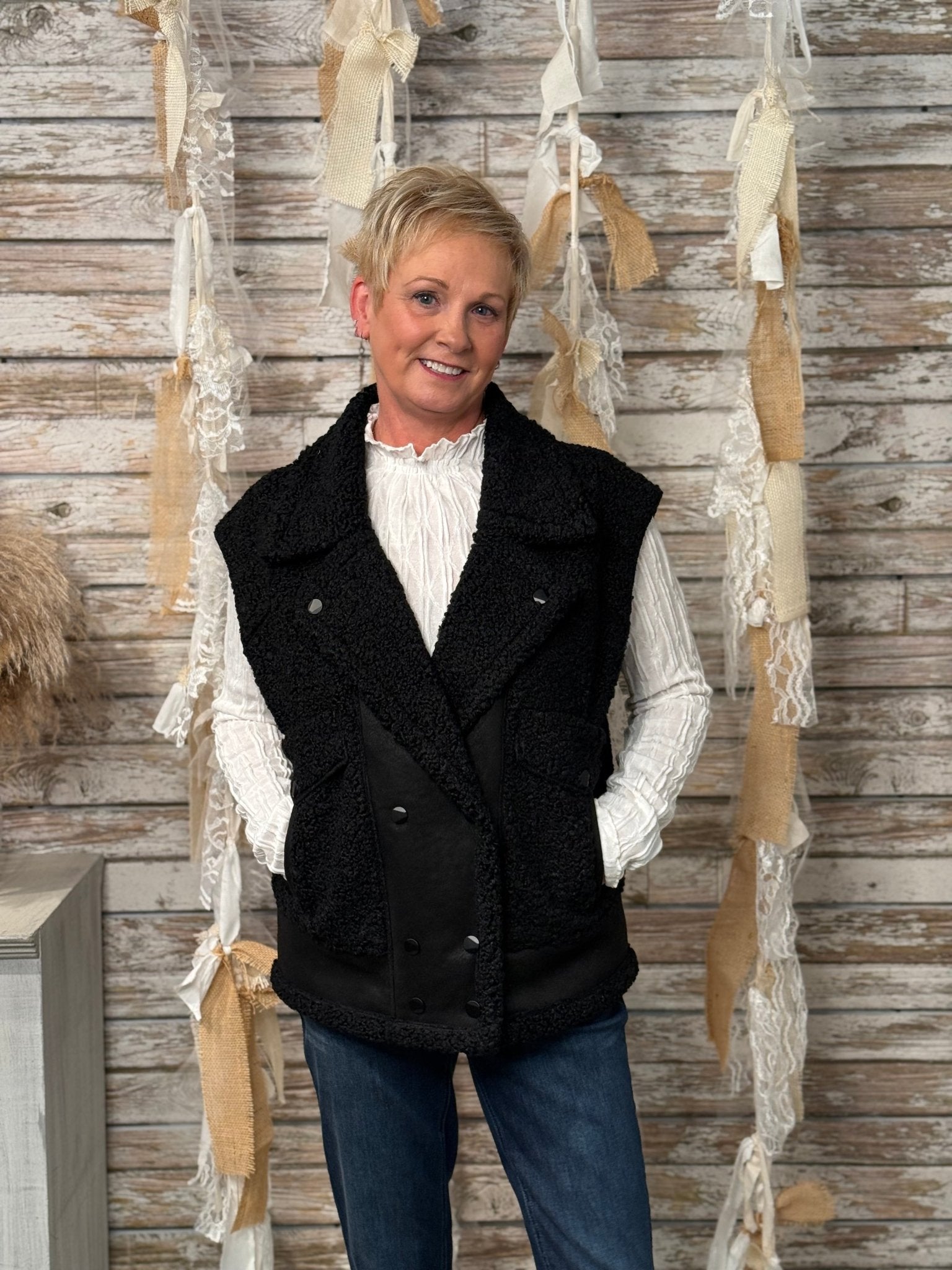 Midnight Luxe Sherpa Vest - Mainstream Boutique