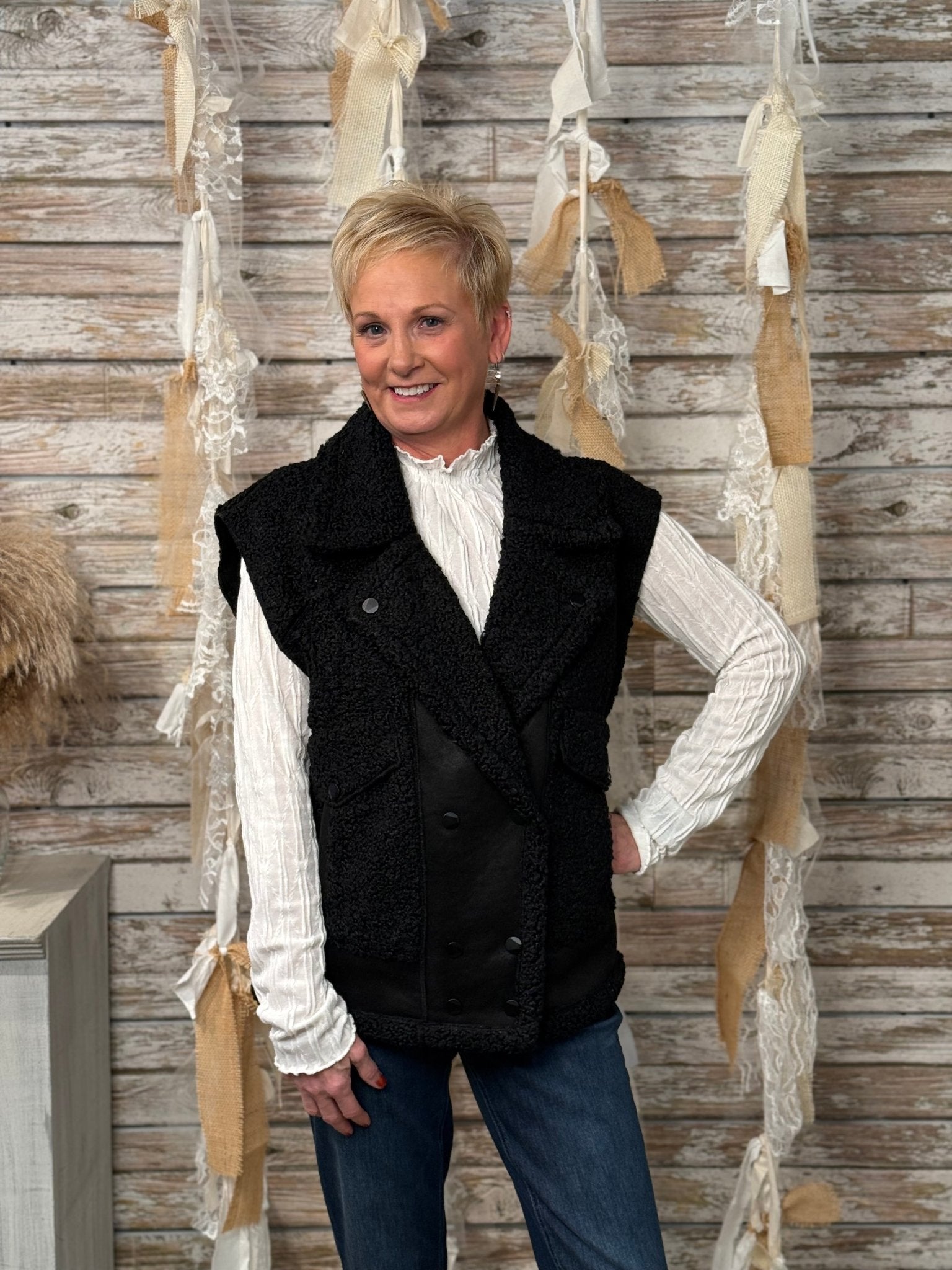 Midnight Luxe Sherpa Vest - Mainstream Boutique