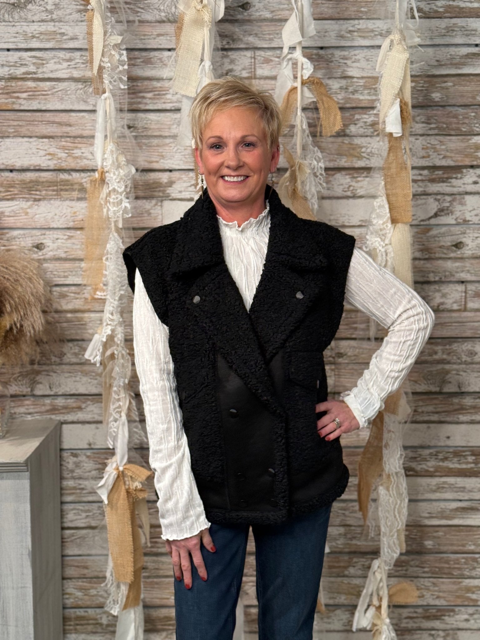 Midnight Luxe Sherpa Vest - Mainstream Boutique
