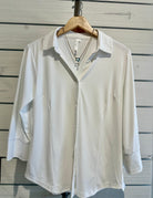 3/4 Sleeve Button Up SPX5023S Lulu B- White
