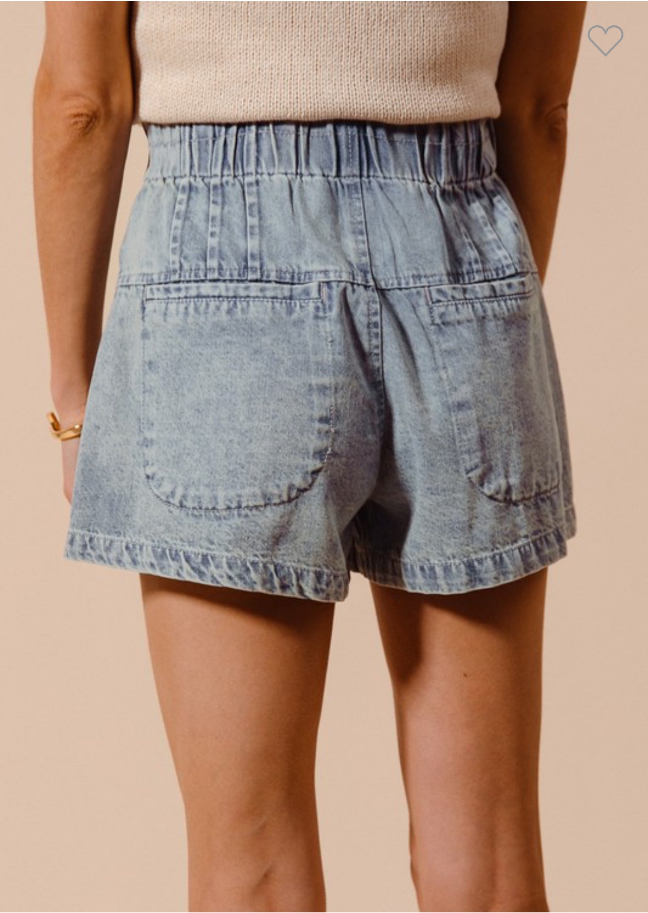 Flared Denim Shorts With Elastic Waist - Mainstream Boutique
