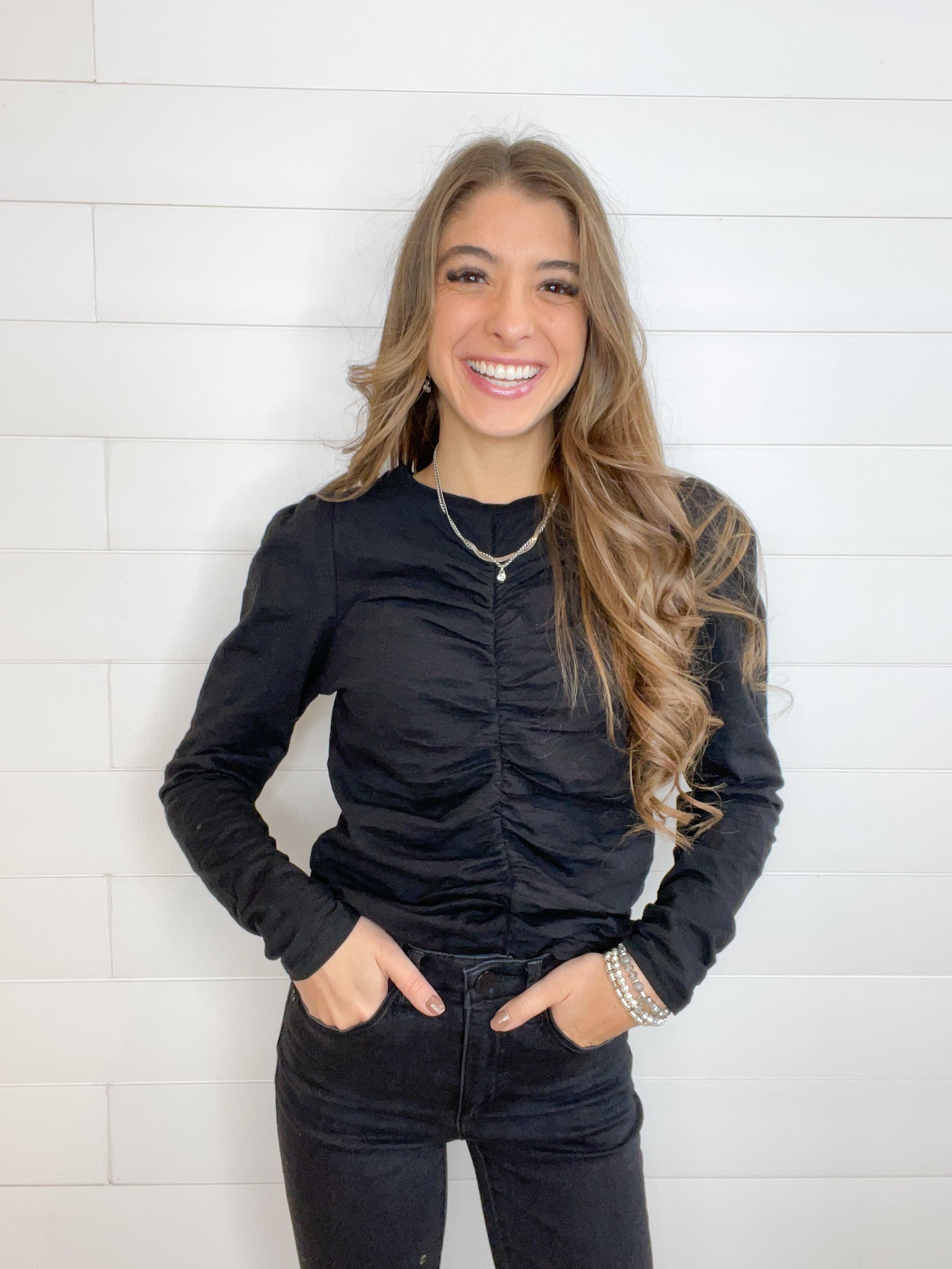 MM Gathered Front Top - 3 Colors - Mainstream Boutique