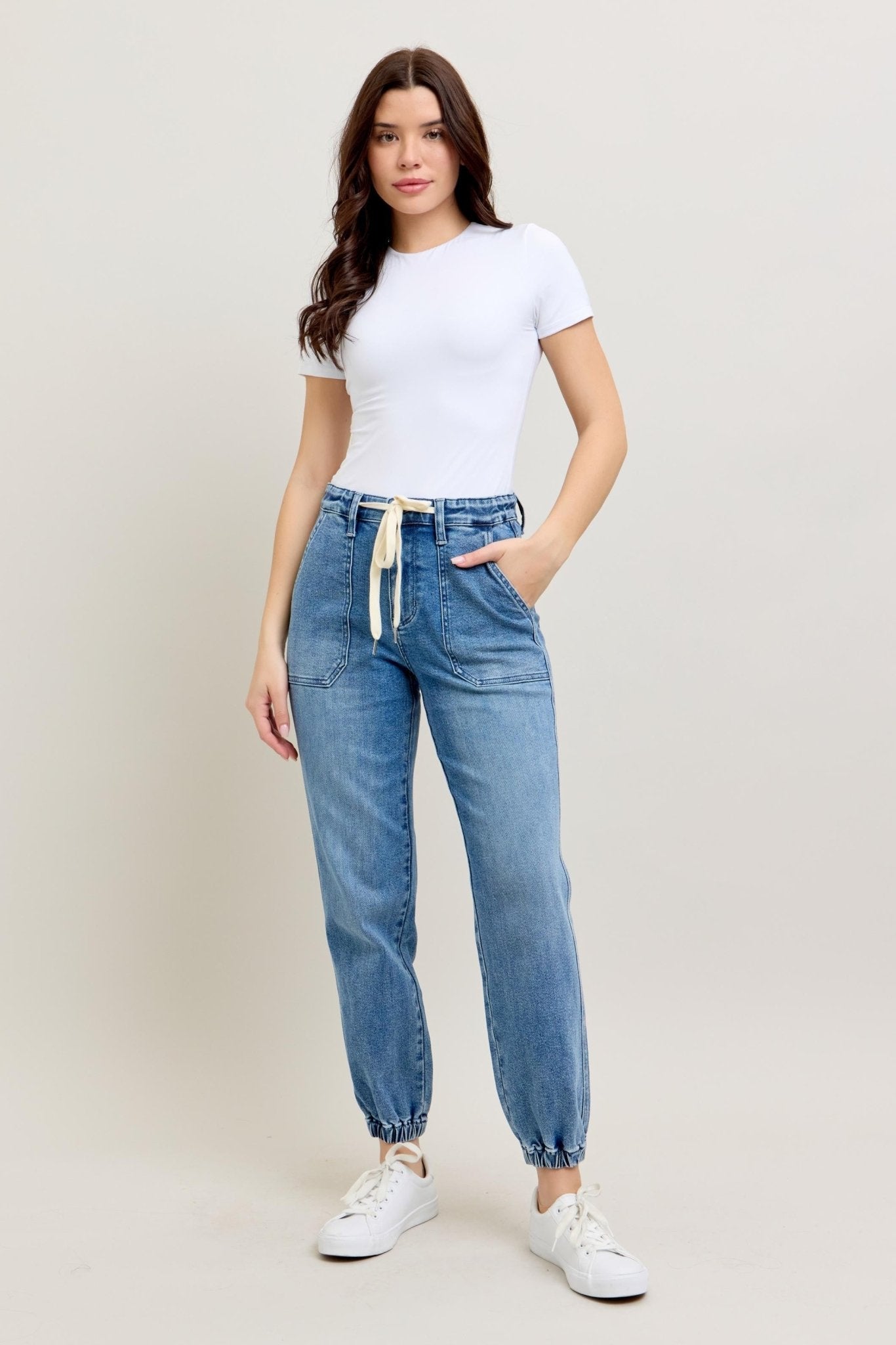 Medium Wash Denim Jogger - Mainstream Boutique