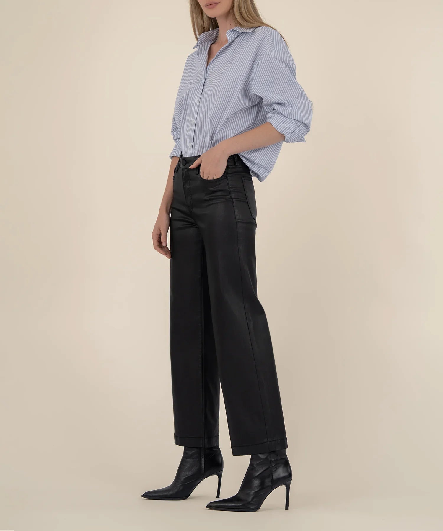 KUT Meg High Rise Coated Wide Leg - Mainstream Boutique