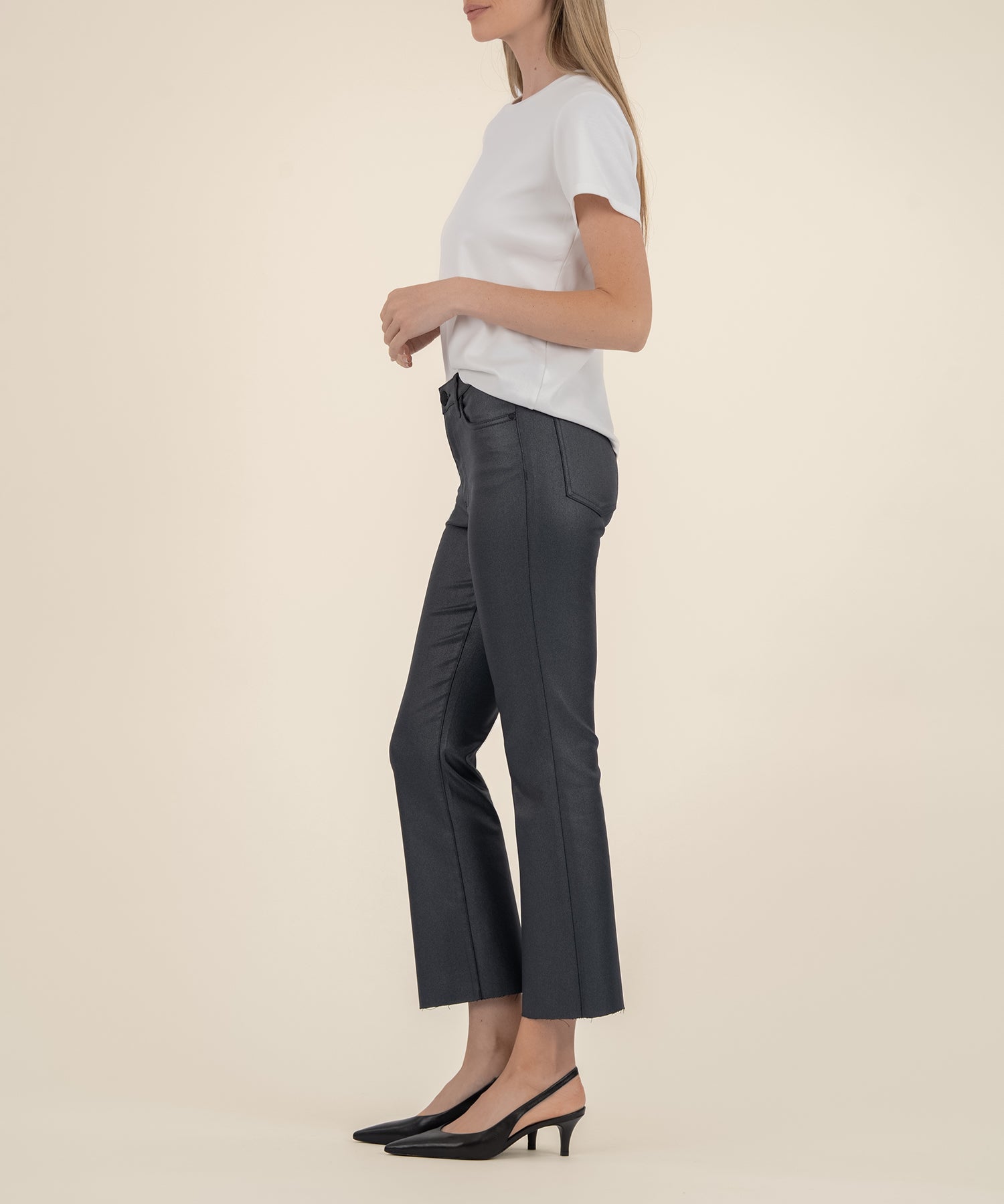 KUT Kelsey High Rise Ankle Flare - Silver Bell - Mainstream Boutique
