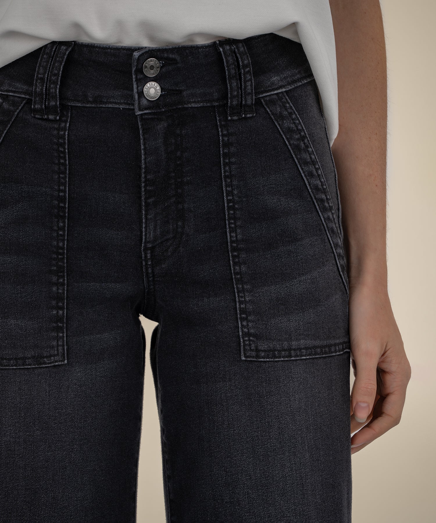 KUT Jodi High Rise Straight Leg Denim - Aware W/ Black - Mainstream Boutique