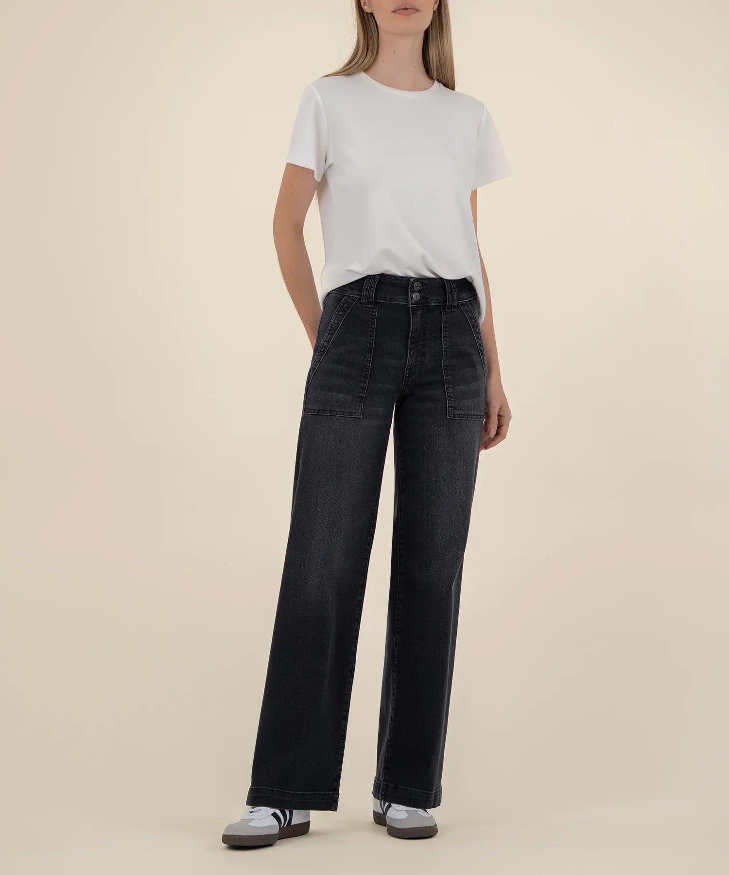 KUT Jodi High Rise Straight Leg Denim - Aware W/ Black - Mainstream Boutique