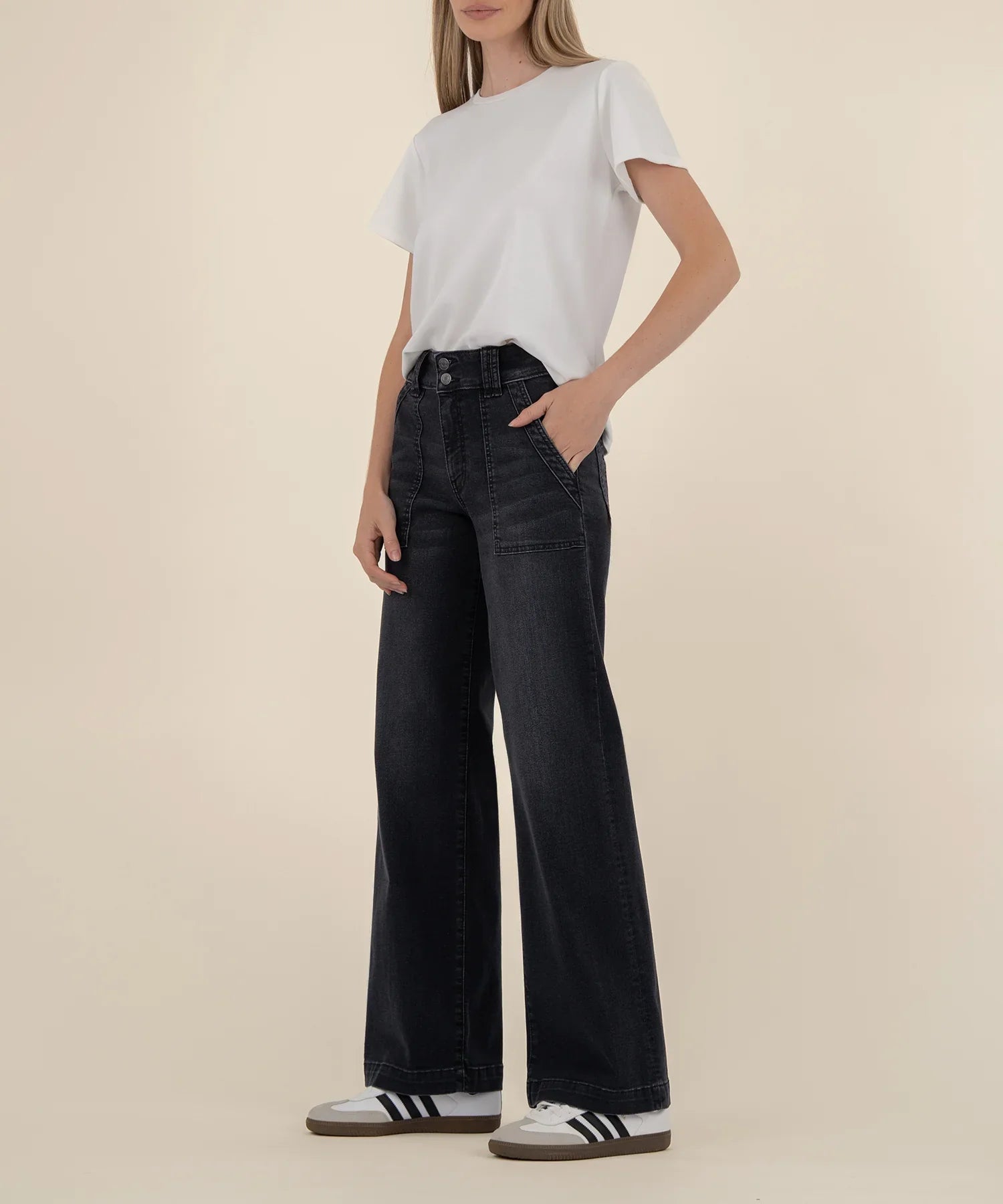 KUT Jodi High Rise Straight Leg Denim - Aware W/ Black - Mainstream Boutique