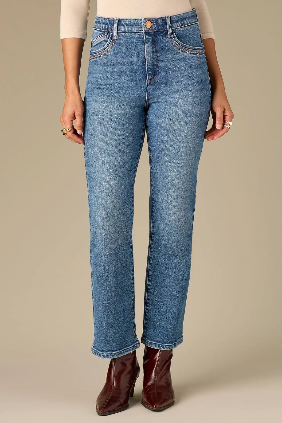 Bennett Skyrise Barely Boot Jean With Pocket Studding - Mainstream Boutique