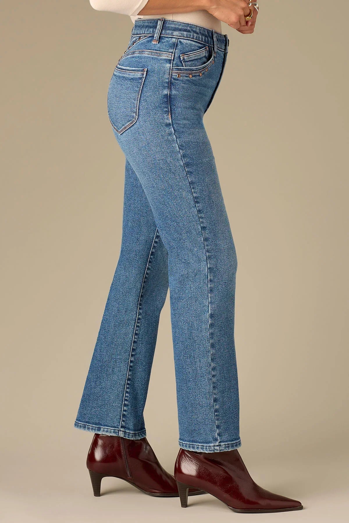 Bennett Skyrise Barely Boot Jean With Pocket Studding - Mainstream Boutique
