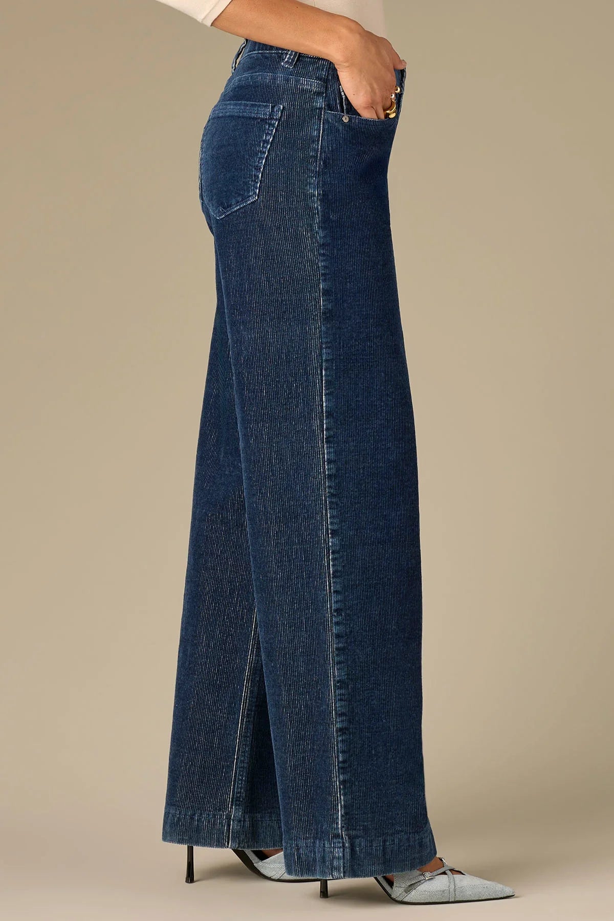Sam Wide Leg High Rise Corduroy Jean With 32" Ins - Mainstream Boutique