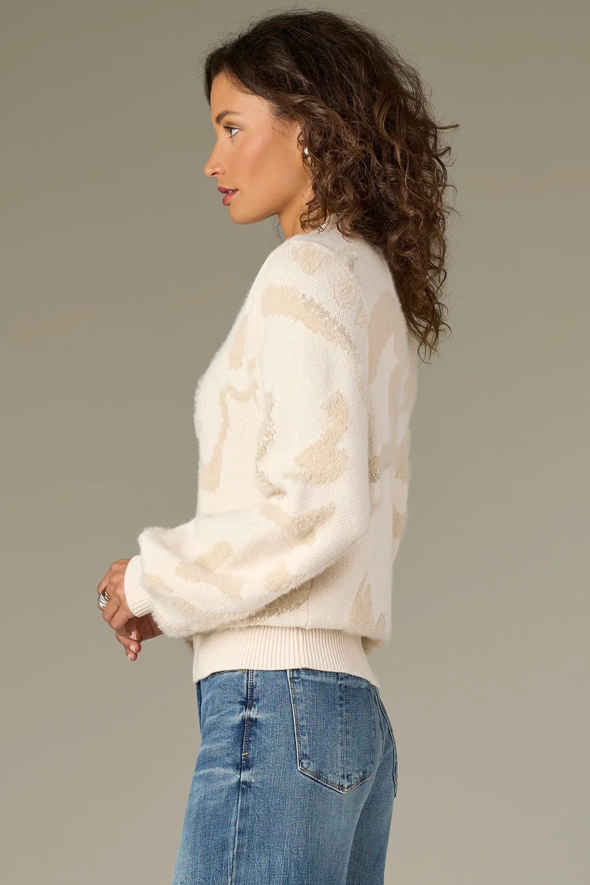 Overlap Mock Neck Abstract Jacquard Sweater - Mainstream Boutique
