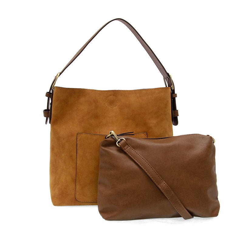 Faux Suede Slouchy Tote Bag With Mini Bag - Mainstream Boutique