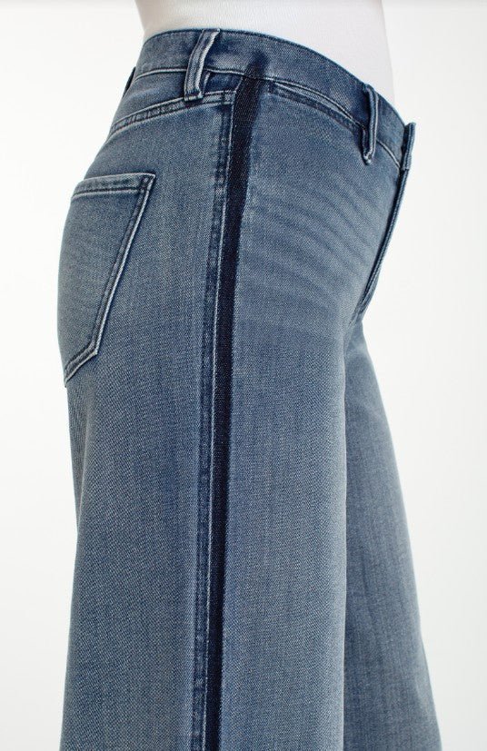 Liverpool Super Stride 30" Wide Leg Jeans With Contrast Hem Detail - Mainstream Boutique