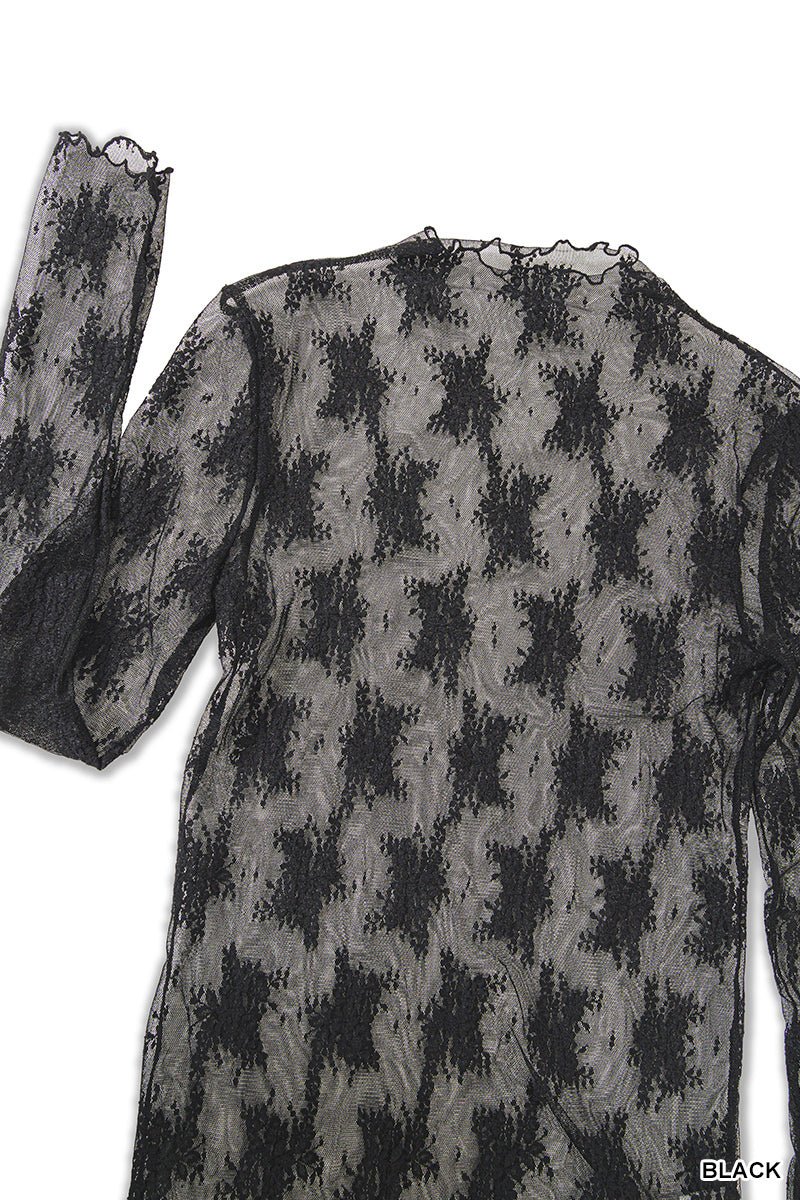 Long Sleeve Lace Mock Neck Top - Mainstream Boutique