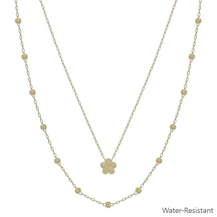 Beaded And Flower Necklace And Stud Earring Set - Mainstream Boutique