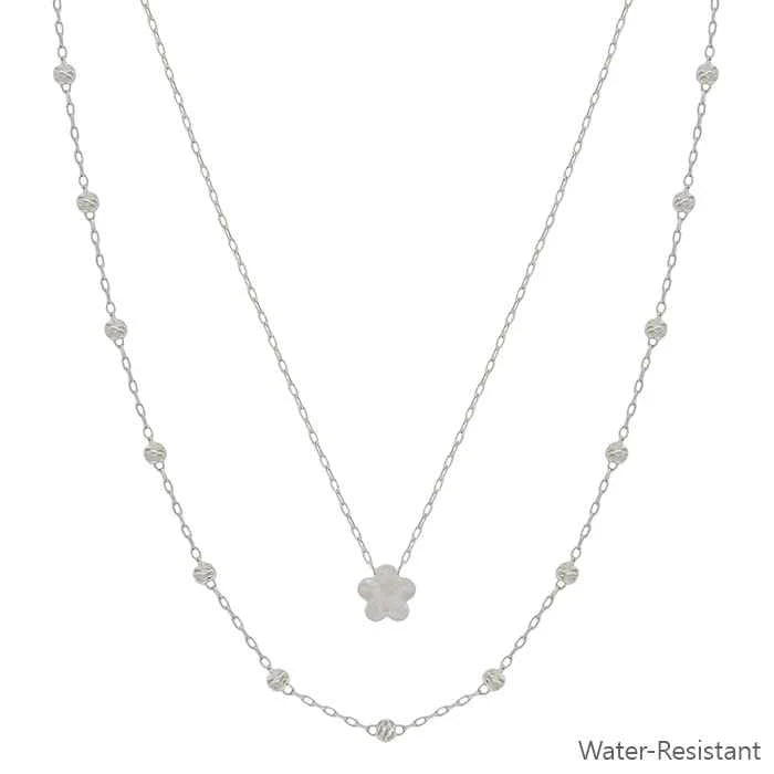 Beaded And Flower Necklace And Stud Earring Set - Mainstream Boutique