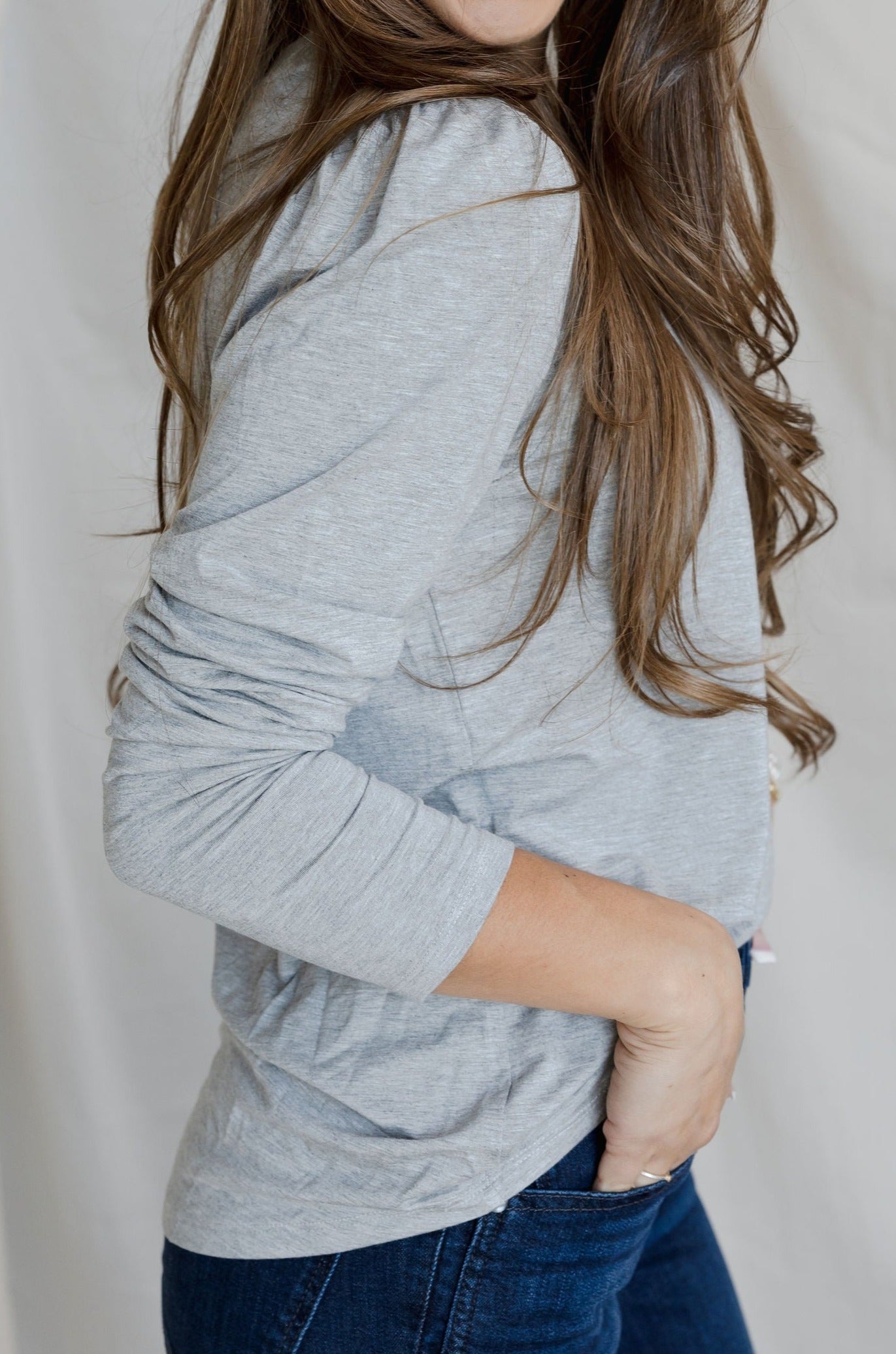 Day - Ready Puff Sleeve Tee - Heather Grey - Mainstream Boutique
