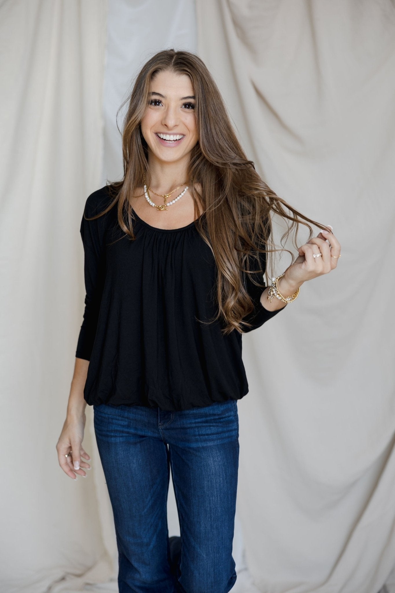 Flatter - Me - Crazy Bubble Top - Black - Mainstream Boutique