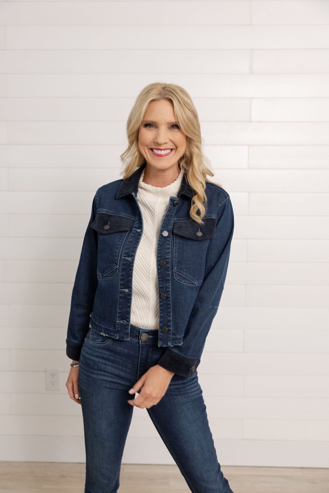 Mac And Me Corduroy Contrast Denim Jacket - Mainstream Boutique