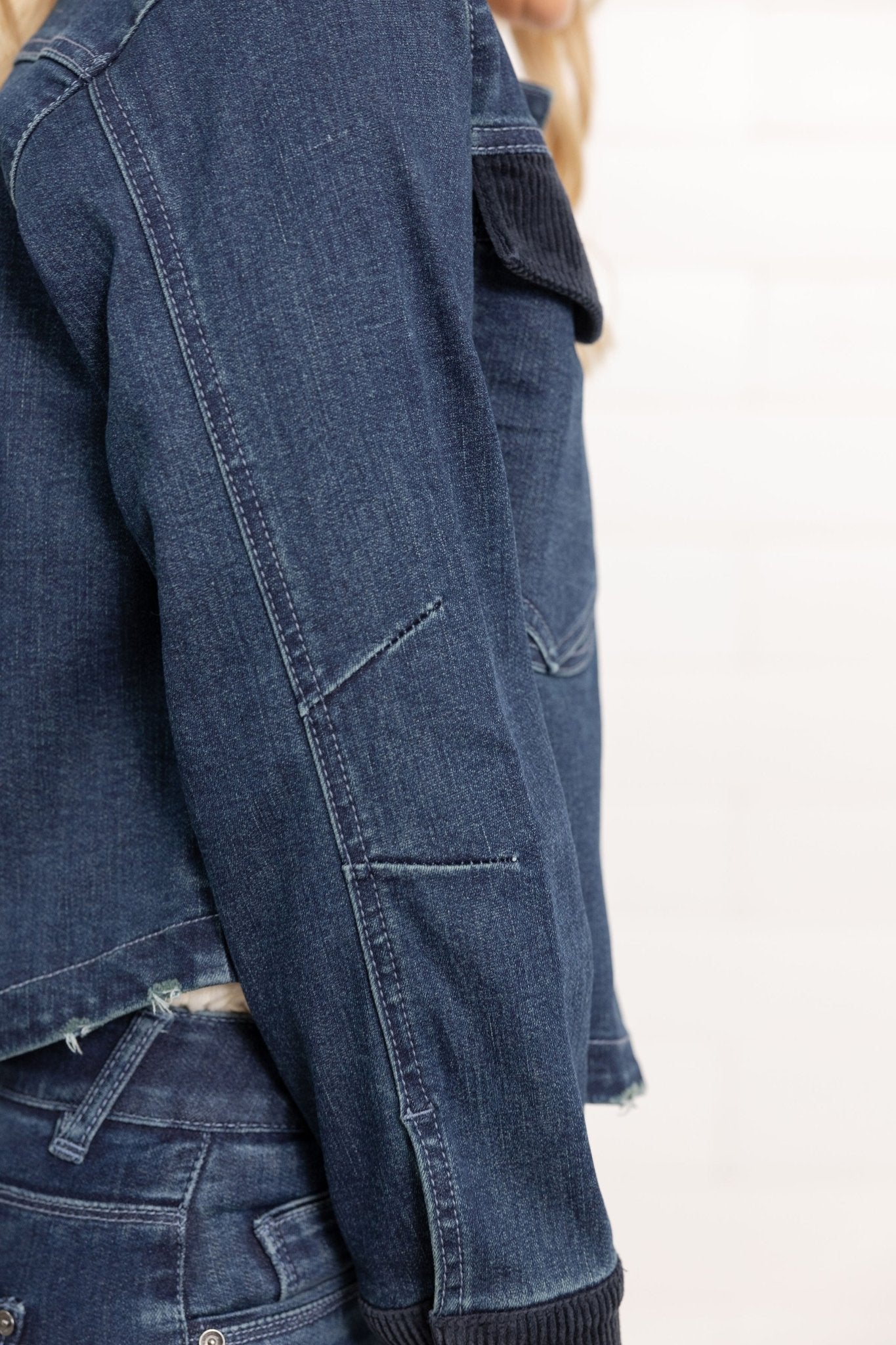 Mac And Me Corduroy Contrast Denim Jacket - Mainstream Boutique