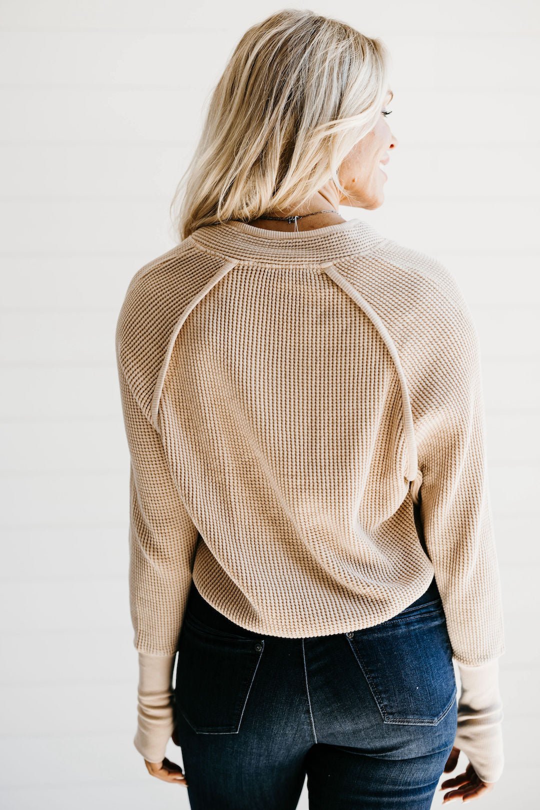 Everyday Vintage Waffle Sweater - Taupe - Mainstream Boutique
