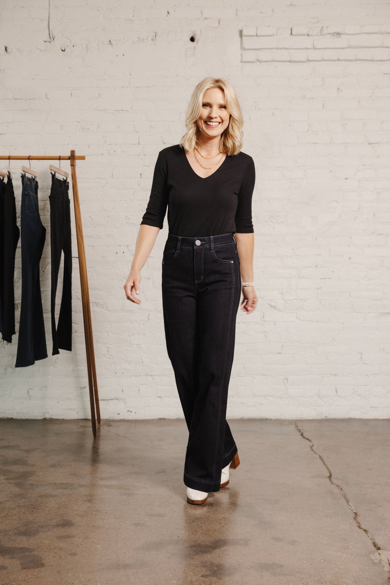 Skyrise Wide Leg With Double Side Seam - Mainstream Boutique