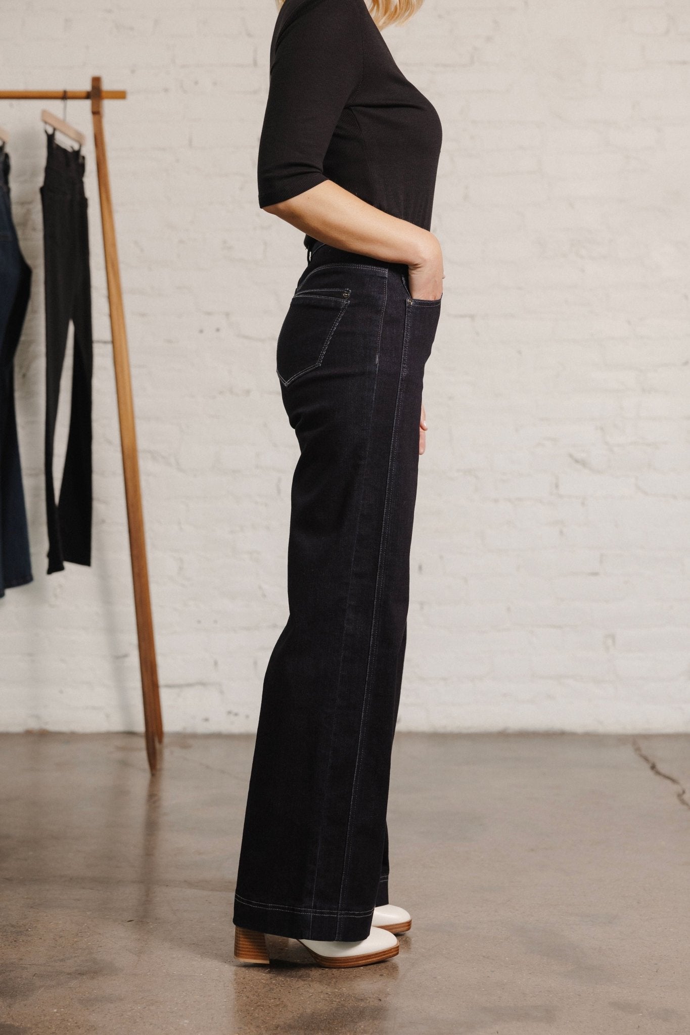 Skyrise Wide Leg With Double Side Seam - Mainstream Boutique