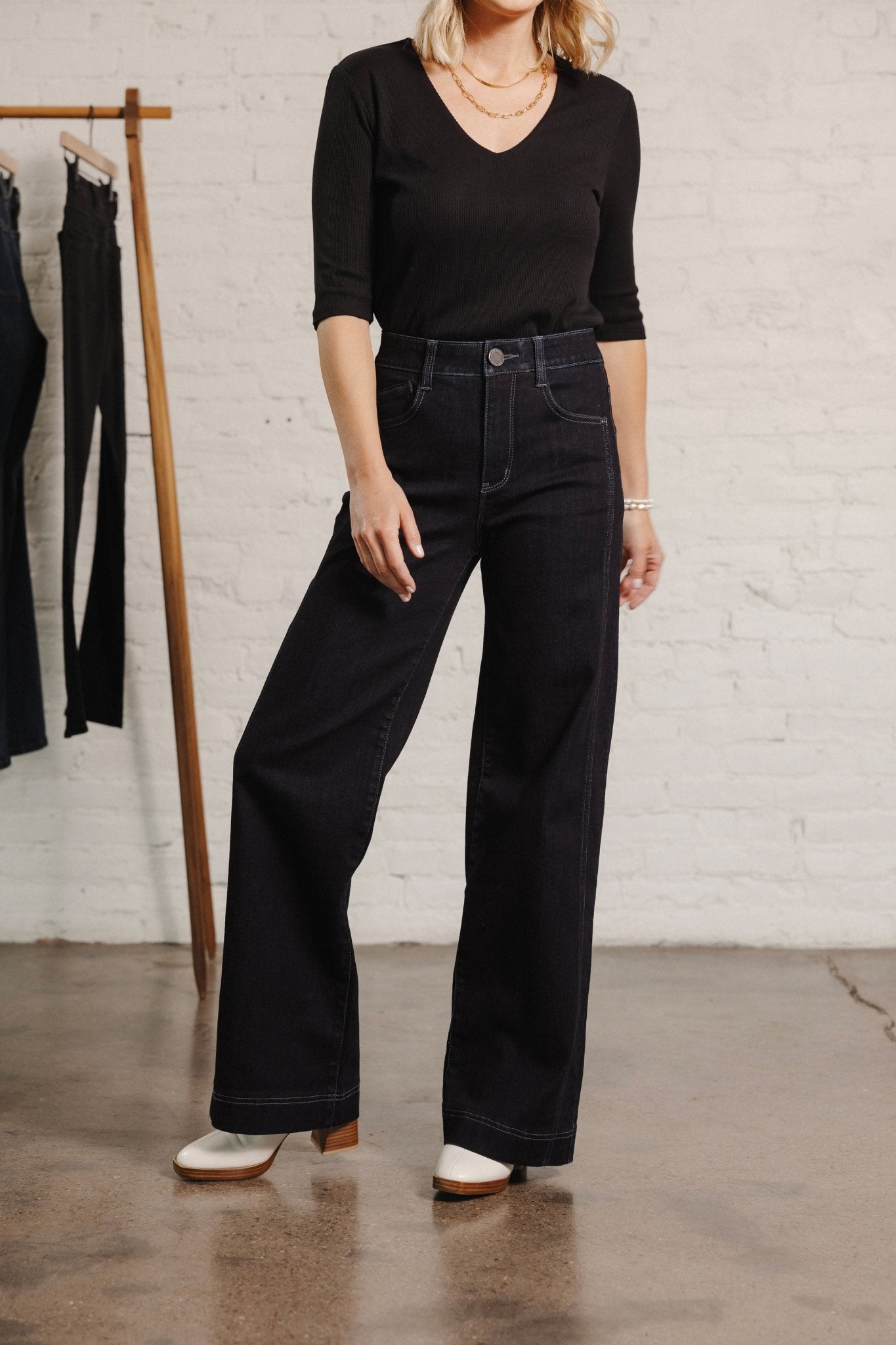 Skyrise Wide Leg With Double Side Seam - Mainstream Boutique