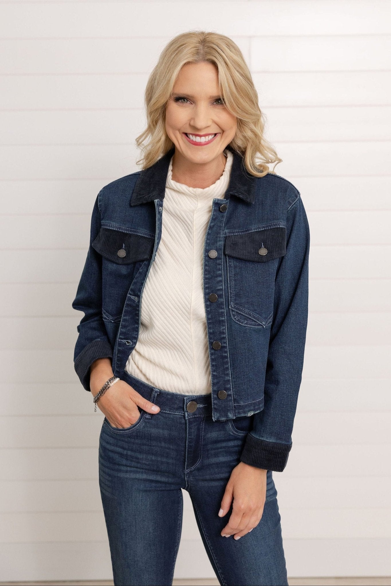 Mac And Me Oversized Pocket Jacket W/ Corduroy - Mainstream Boutique