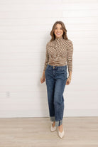 Mac And Me Stripe Ruched Top - Mainstream Boutique