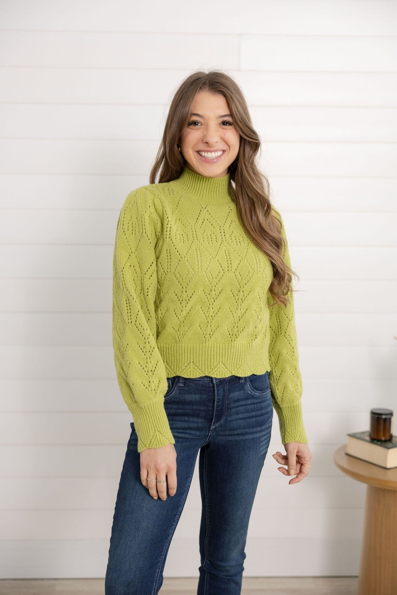 Mac And Me Delicate Drape Pointelle Sweater - Mainstream Boutique