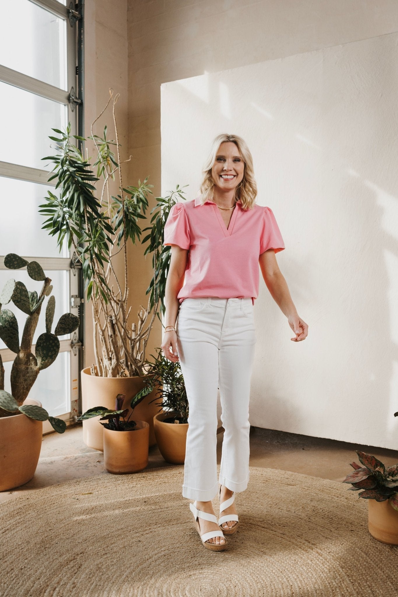 Puff Sleeve Polo - Mainstream Boutique