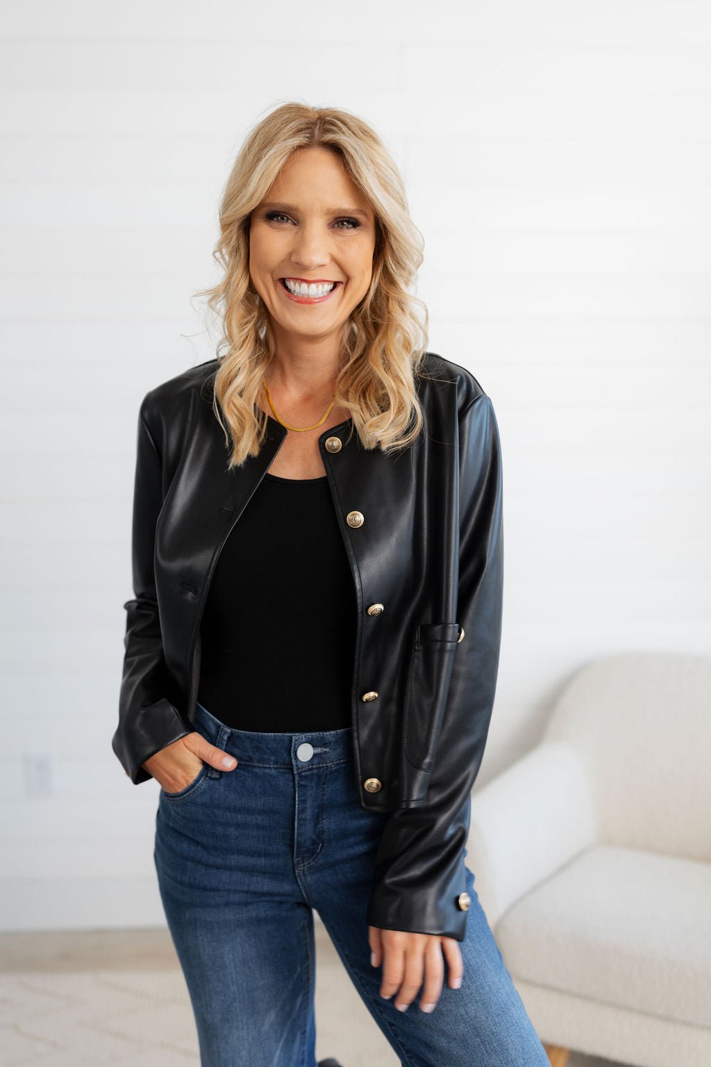 FAUX LEATHER JACKET - Mainstream Boutique