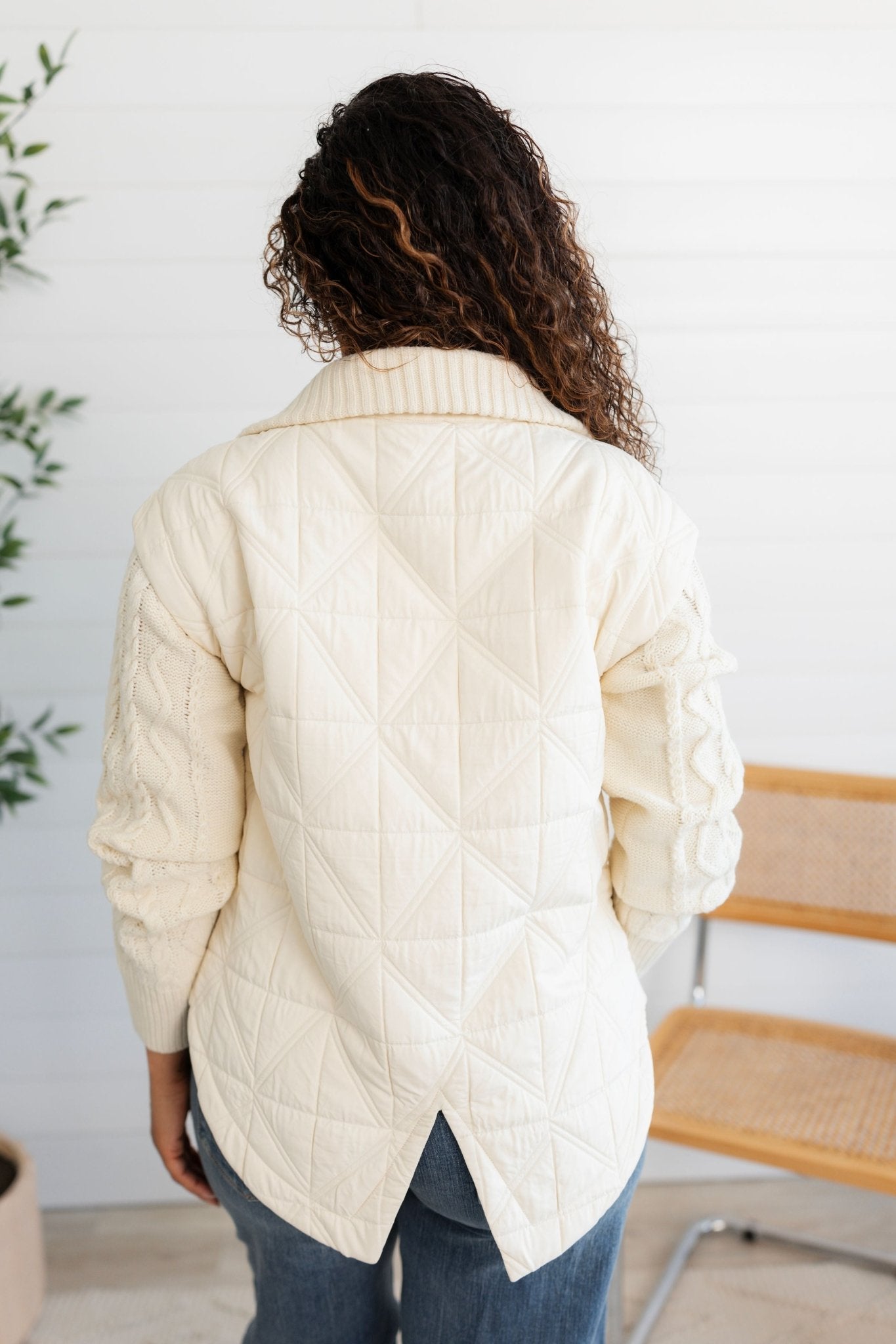 Sweater Sleeve Diamond Quilted Jacket - Mainstream Boutique