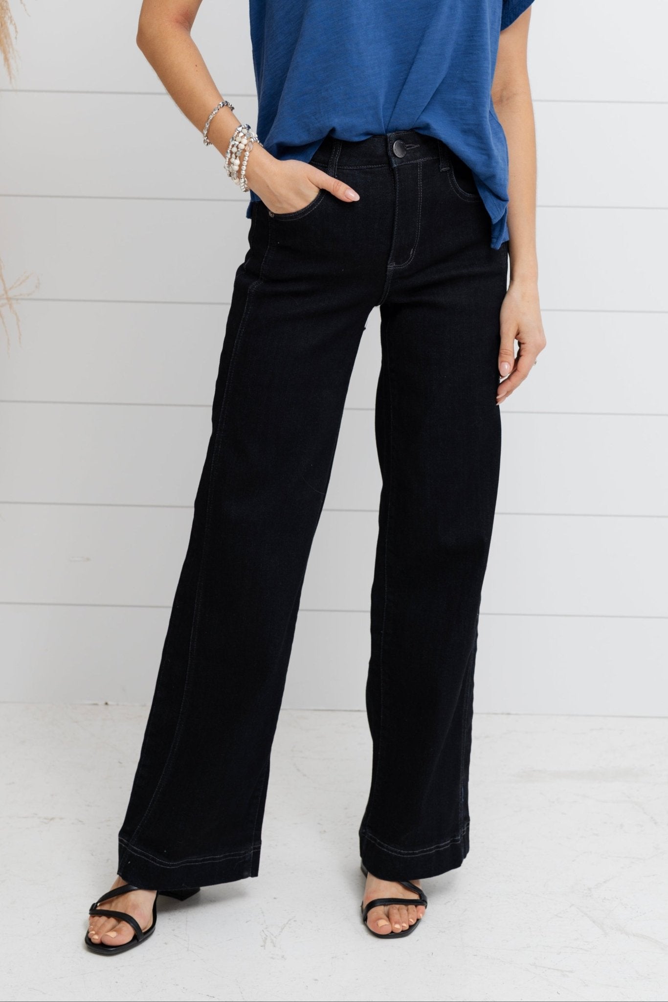 Skyrise Wide Leg With Double Side Seam - Mainstream Boutique
