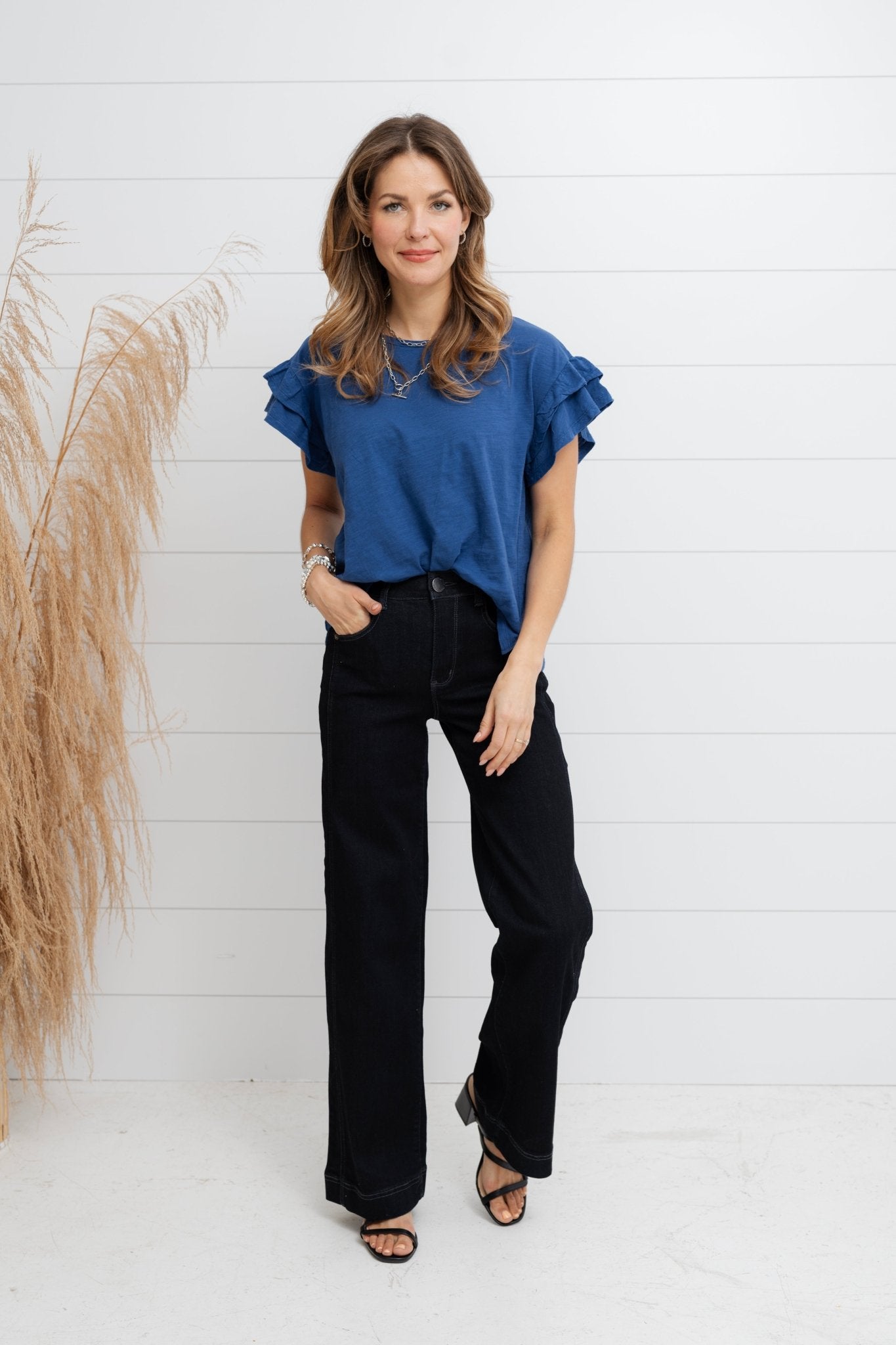 Skyrise Wide Leg With Double Side Seam - Mainstream Boutique