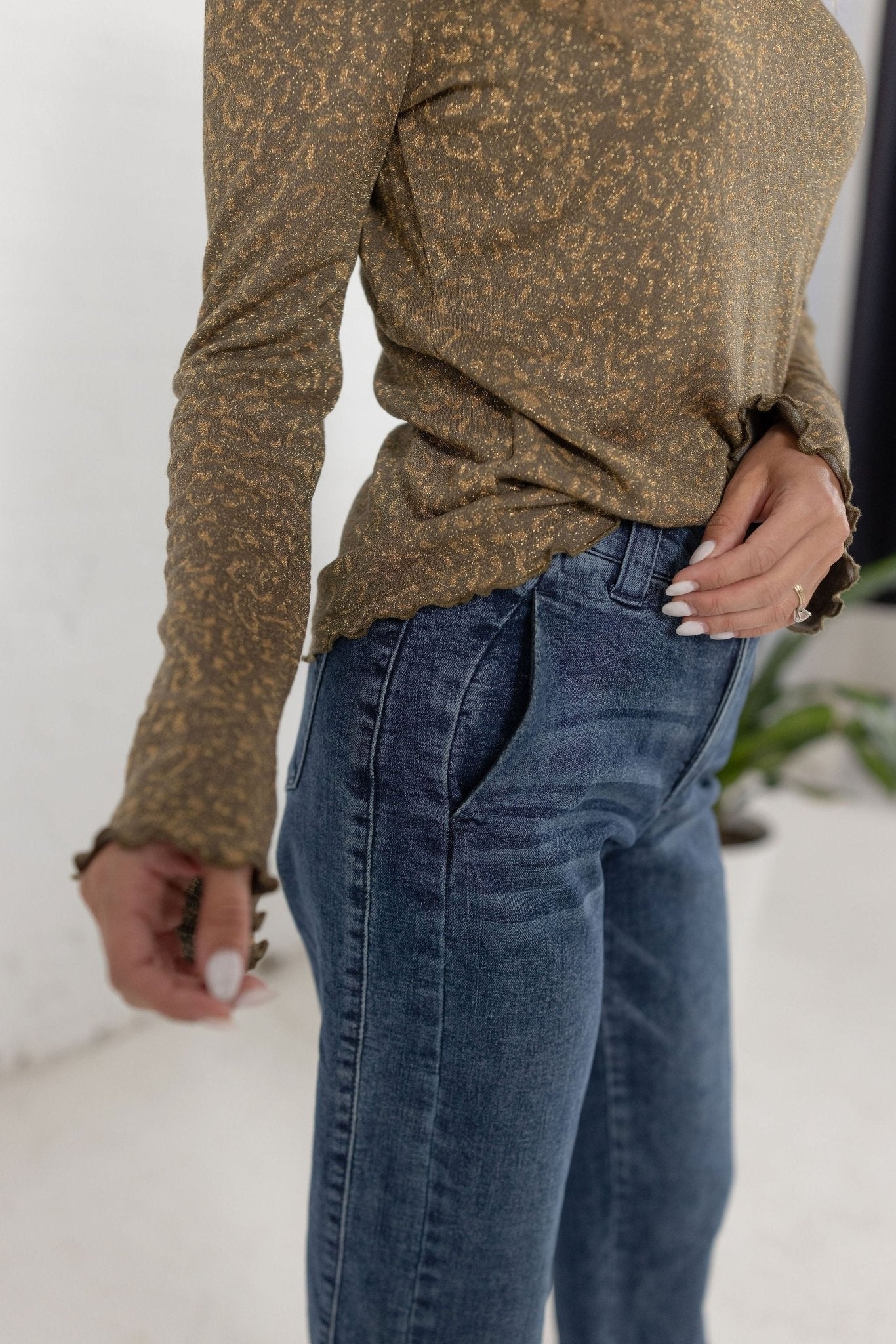 Long Bell Sleeve Lettuce Edge Top - Mainstream Boutique
