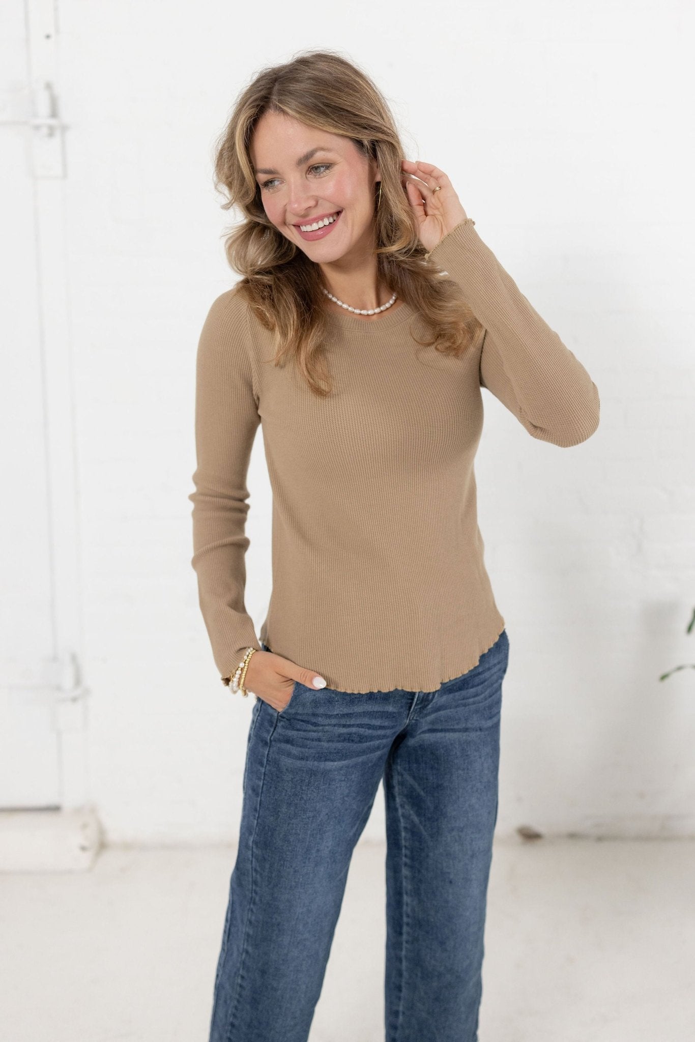 Mac And Me Ribbed Waffle Knit Long Sleeve - Mainstream Boutique